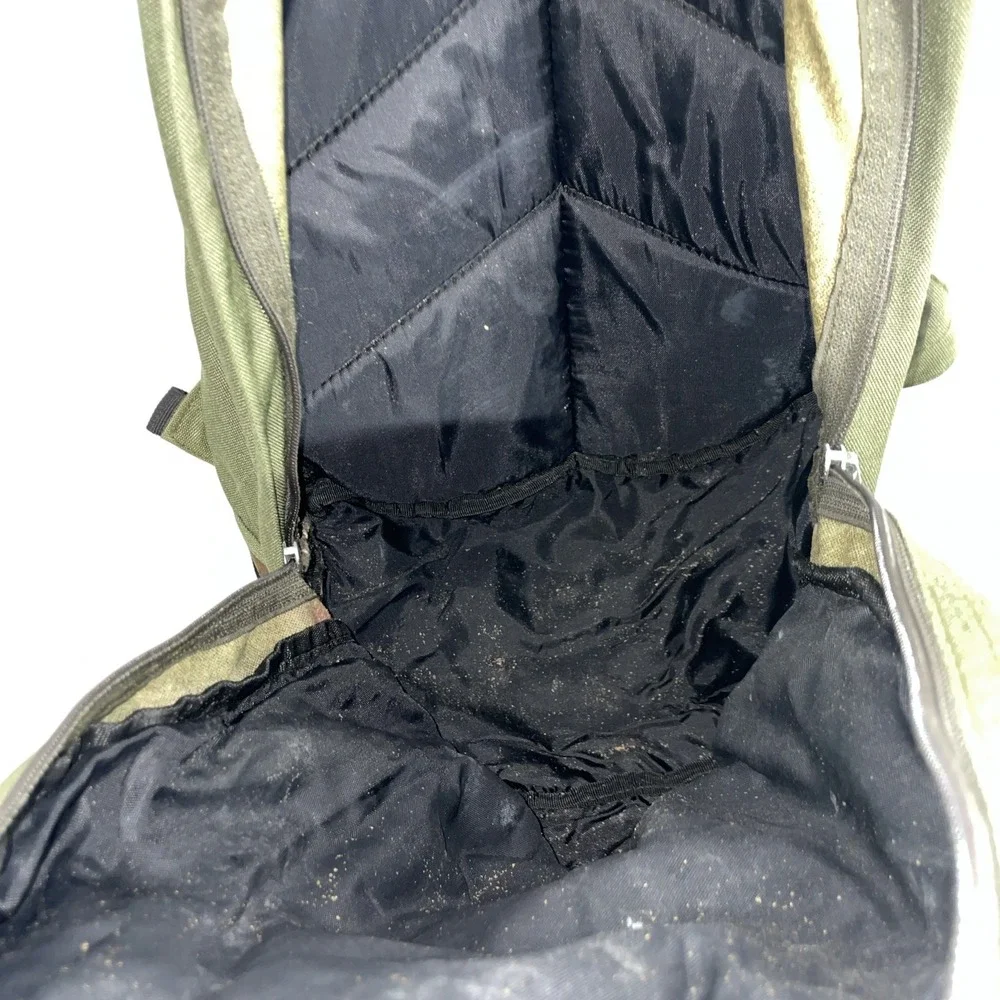 Vintage Eddie Bauer Suede Bottom‎ Backpack Green Travel Camping School Hiking